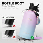 Swigina [2-IN-1 LID] 64 oz Insulated Water Bottle with Silicone Boot (48hrs Cold/24hrs Hot) - DIY Stickers, Leakproof, BPA Free, Half Gallon