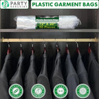 PARTY BARGAINS 72 x 20 Inch Disposable Clear Garment Bags, 100 Pack – Heavy-Duty Plastic Clothes Covers for Suits Dresses Coats, Closet & Travel