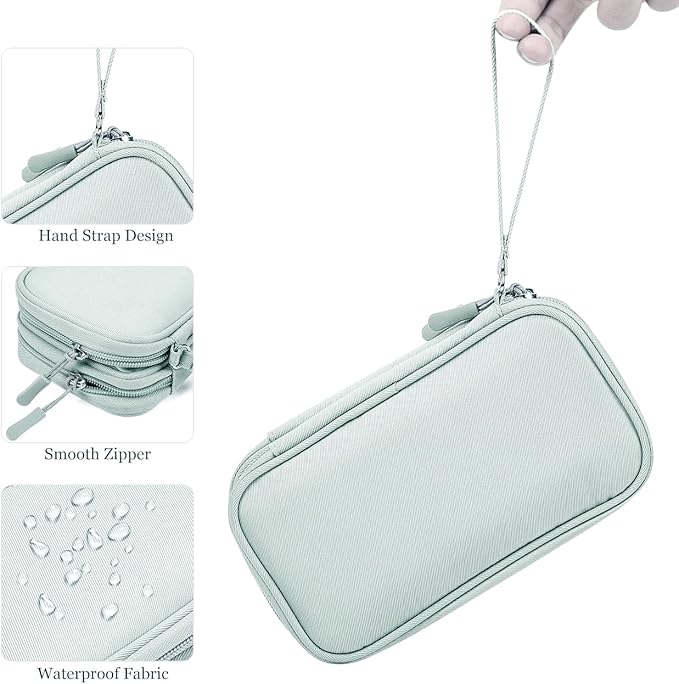 Electronic Organizer Travel Cable Accessories Bag,Electronic Organizer Case,Electronic Accessories Organizer Bag for Power Bank, Charging Cords, Chargers, Mouse, USB Cable, Earphones (Mint Green)