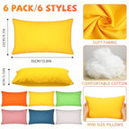 Kigley 6 Pack Mini Pillows for Daycare 9.1 x 13.8'' Small Travel Soft Breathable Cotton Pillow for Kids School Nap Travel Pet Neck Lumbar Purse Insert (Light Color)