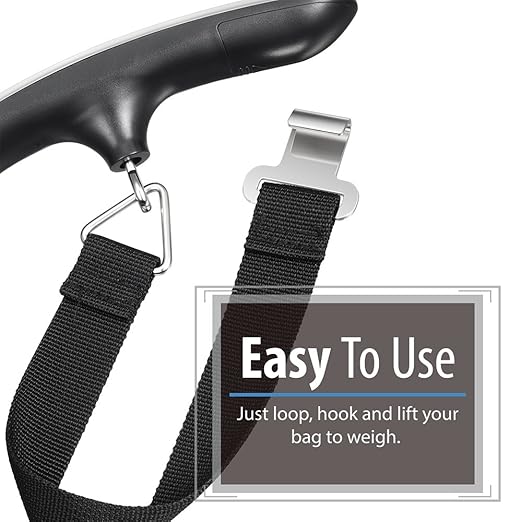 Fosmon Digital Luggage Scale, Digitial LCD Display Backlight Baggage Scale with 110lbs Capacity, Portable Stainless Steel Hanging Luggage Weight Scale with Tare Function for Travelers - Silver