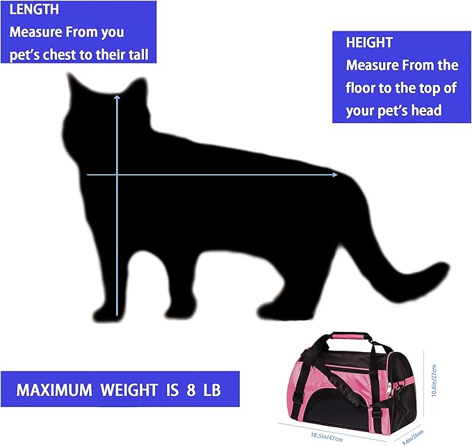 MuchL Pet Carrier Soft-Sided Carriers for Cat Carriers Dog Carrier for Small Medium Cats Dogs Puppies Pet Carrier Airline Approved Cat Dog Pet Travel Carrier (Medium,Pink)