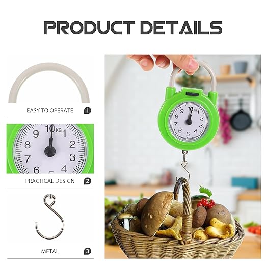 Ciieeo Portable Travel Suitcase Weight Scale with Hook High Precision Manual Spring Luggage Scale for Travel and Shipping (Fluorescent Green)