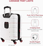 SwissGear 7366 Signature Hardside Expandable Luggage with Spinner Wheels, TSA Lock, Cup-Holder, White, 3-Piece Set (19/23/27)