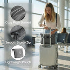 Travel Blanket, Soft 2-in-1 Airplane Blanket, 65x40 Inches, Travel Blanket Airplane Compact with Bag, Car Blanket with Luggage Sleeve & Backpack Clip (Light Grey)