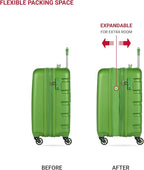 SwissGear 7366 Signature Hardside Expandable Luggage with Spinner Wheels, TSA Lock, Cup-Holder, Green, Carry-On 19-Inch