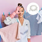 uxcell Travel Clothesline, Portable Clothesline with 12 Clothespins, 1.85M/6.07ft Windproof Stretchy Elastic Laundry Clothes Line for Backyard Hotel Camping Indoor Outdoor, White
