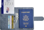 Passport Holder, Passport Cover with Credit Card Slot and Boarding Pass Slot Combo, Passport Wallet Case Book Travel Must Have, RFID Blocking Leather Travel Accessories, Navy Grey