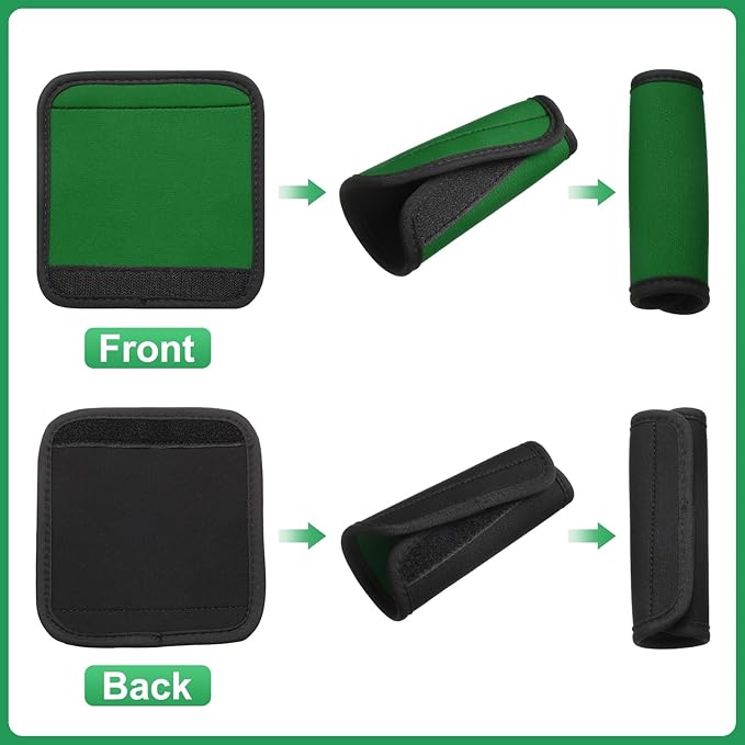 uxcell 3 Pcs Luggage Handle Wrap for Suitcase, Neoprene Handbag Grip Cover Protector Luggage Identifiers Suitcase Handle Wraps for Luggage Shopping Bag Travel Bags, Green