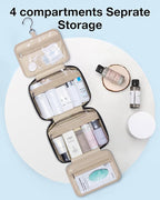 BAGSMART Travel Toiletry Bag Hanging Travel Makeup Organizer Cosmetic Bag Makeup Bag for Full Sized Toiletries, Basic-Pink