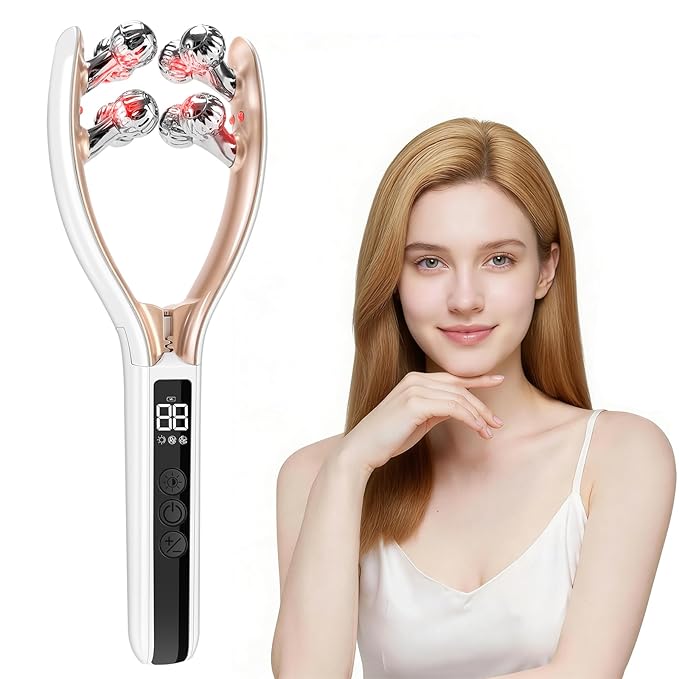 Face Massager Tool with Red Light, Face Sculpting Tool & Facial Roller for Women, Rechargeable Jawline Shaper and Neck Massager, Face Slimmer Beauty Device for Face Neck Portable Skin Care Tool