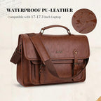 MOSISO 3 in 1 Laptop Bag, 17.3 inch PU Leather Shoulder Bag Briefcase Messenger Satchel Laptop Backpack, 17-17.3 inch Computer Bags Handbag Bookbag, Brown