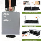 JOUYEK Camping Table, Folding Camping Table with Storage, Portable Kitchen Table, Lightweight, 3 Heights Adjustable Camping Furniture for BBQ, Picnic, Camping, Hiking, Beach, Outdoor Black