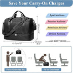 Travel Duffel Bag for Women, Carry-on Overnight Weekender Bags with Wet Pocket, For Spirit Airlines 18x14x8 Personal Item Bag,Small,Black