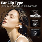 Jewelry-Inspired Clip On Earbuds,Comfortable Fit Open Ear Clip-On Headphones,Wireless Bluetooth Ear Cuff Headphones for Women,Earrings Earbuds for Running,Office,Sport&Gift (Butterfly - Black)