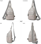 LATMAP Sling Bag For Women Faux Leather Small Casual Daypack Backpack Fanny Pack Crossbody Chest Bags Purse