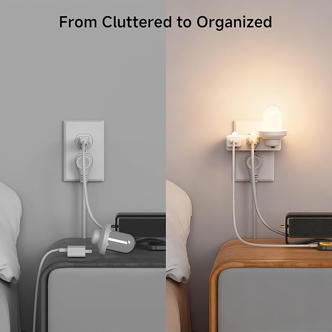 [ETL Listed] Cable Matters 2-Pack Spaced 3 Outlet Adapter, 3 Plug Wall Adapter, Grounded Plug Extender
