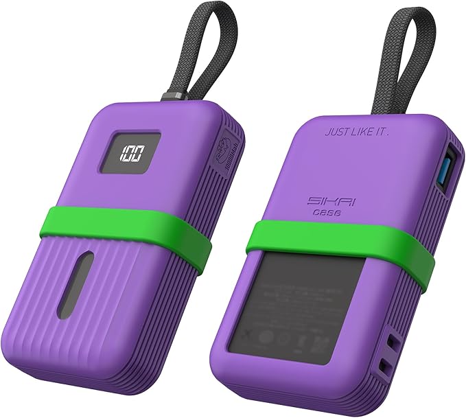 Silicone Case for Anker Zolo Power Bank (10,000mAh 30W) A1680/A1688 Protective Cover with Lanyard Slot, Drop-Proof Dust-Proof Precise Cutouts for Daily Use & Travel (Purple)