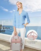 LOVEVOOK Laptop Backpack, D-Pink-Grey, 15.6in Laptop Compartment, 26L Capacity, 18 Pockets, Ergonomic Shoulder Straps, USB Charging Port