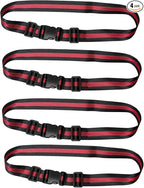 MAGARROW 1.5" Utility Straps with Buckle Adjustable, 4-Pack (RED/Black, 9.5 feet Long)
