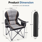 NEWBULIG Oversized Folding Camping Chair for Adults, Portable Outdoor Collapsible Chairs, 500 LBS Heavy Duty Support, with Cup Holders, for Lawn, Fishing, Hiking, Black