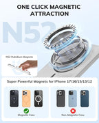 Hichain Magnetic Portable Charger, Wireless Power Bank 5000mAh Magnetic Charger for iPhone 17-12 Series, Magnetic Battery Pack Safe Wireless Charging, with 60W USB-C Charging - Silver