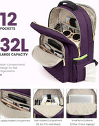 LOVEVOOK Laptop Backpack for Women, Travel Computer Work Bags with 17-inch Laptop Compartment, College School Student Bag Teen Backpacks For Girls, Outdoor Carry On Backpack Purse, Deep Plum