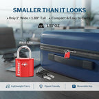 Forge Small TSA Approved Luggage Locks: Ultra Secure Dimple Key Travel Locks Alloy Body, for Luggage, Travel Cases, Backpacks, Red 4 Pack.