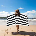 COTTON CRAFT Oversized Beach Towel - 2 Pack 35 x 70 inches XL Beach Towel - 100% Cotton Velour - Big & Huge - Thick Plush 450 GSM Super Soft Luxury Towel - Pool Picnic Bath - Cabana Stripe Black