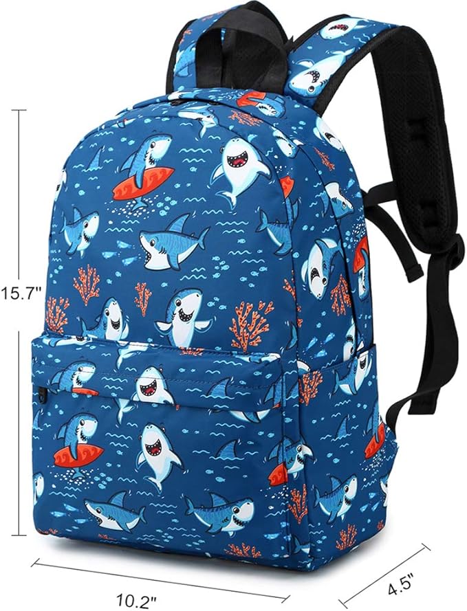 CAMTOP Preschool Backpack for Kids Boys Toddler Backpack Kindergarten School Bookbags (Cute Shark-Navy)