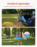 VEVOR Folding Camping Table, Portable Outdoor Lightweight Picnic Table, 600D Oxford Fabric Waterproof Canvas Travel Beach Tables, with 4 Cup Holders, Carry Bag, for Tailgating Camping Picnic, Blue