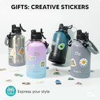 Swigina [2-IN-1 LID] 64 oz Insulated Water Bottle with Silicone Boot (48hrs Cold/24hrs Hot) - DIY Stickers, Leakproof, BPA Free, Half Gallon