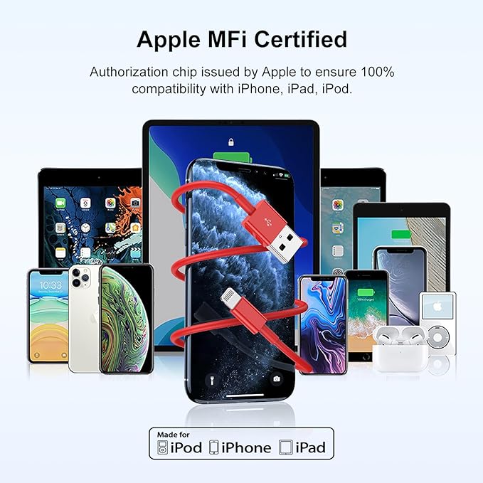 [ Apple MFi Certified ] iPhone Charger 3ft, Lightning to USB Cable 3 Feet, Fast Apple Charging Cable Cord 3 Foot for iPhone 14 Pro Max/13 Pro Max/12 Mini /11 Pro/11/XS/XR/8/7/6s/6/5S/iPad/Air.