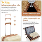 Hard Shell Luggage Sets 4 Piece with 360 Spinner Wheels,Lightweight Suitcase Set with TSA Lock,Travel Luggage Set with Telescoping Handle,Light and Strong,Easy to Clean (Apricot Cream)