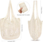 WantGor Crochet Bags, Beach Mesh Tote Bag Womens Shoulder Shopping Handbag Casual Travel Totes Bag Foldable Hobo Bags
