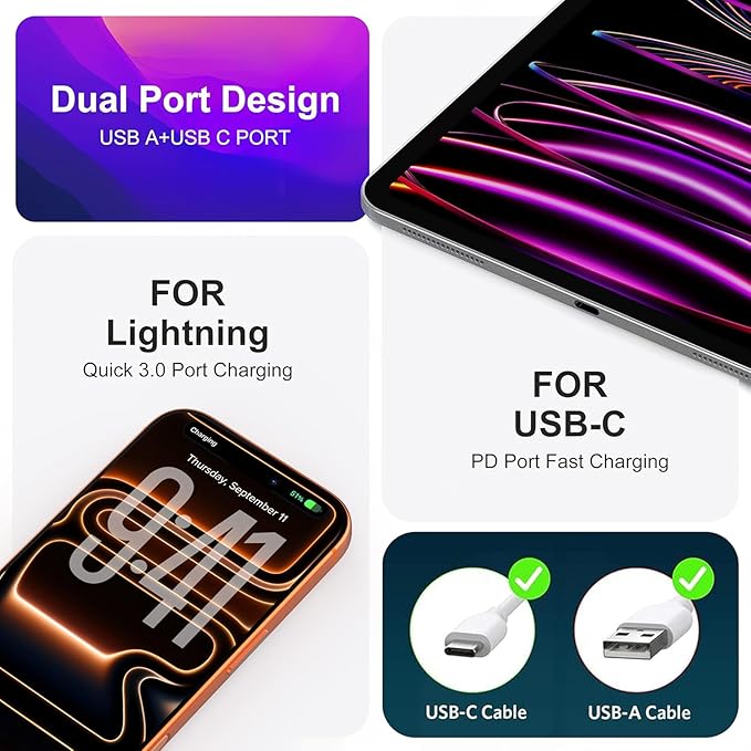 USB C Super Fast Charger, 3-Pack 45W Dual Port PD+QC Fast Charger Adapter Block for iPhone 14/15/16/17/Pro/Pro Max/Plus/iPad/MacBook air, (25W PPS) Type C Charging for Samsung S21 S22 Pixel
