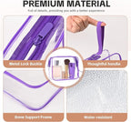 Icramsy Clear Makeup Bag,2 Pack TSA Approved Toiletry Bag Travel Toiletry Bag Hanging Makeup Cosmetic bag for Women Men (Purple)