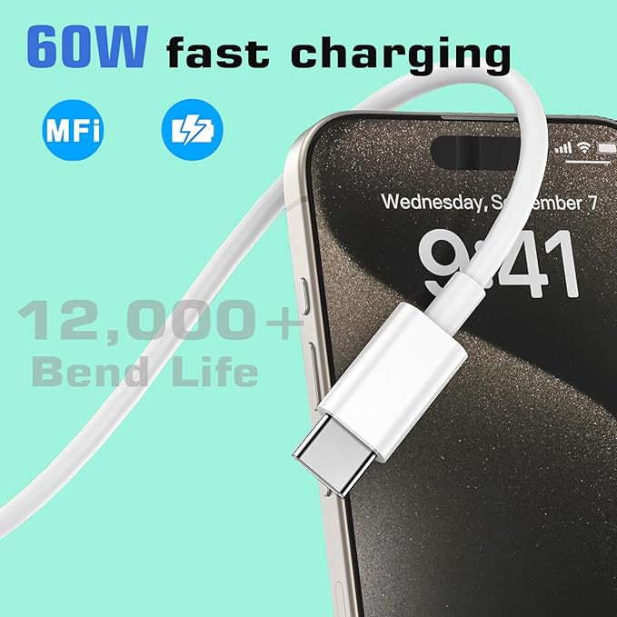 iPhone 16 Charger Fast Charging, 3Pack 20W USB C Fast Charger Plug 10ft USB C to USBC Cable Cord Compatible iPhone 16/16 Pro Max/15 Pro/15 Plus,iPad Air M2 11/13 inch,iPad Pro M4 11/13inch,iPadAir 4/5