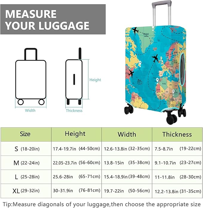 Travel Luggage Cover Suitcase Protector Fits 18-32 Inch Wheel Covers PatternedTravel Related Items Flower Luggage Protector Elastic M