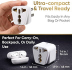 UK to US Travel Adapter, India to US Plug Adapter, Unidapt Adapters for USA, 2-Pack, Plug Converter, USA Travel Adapter, EU to US with Dual Inputs, Universal to American Outlet Plug