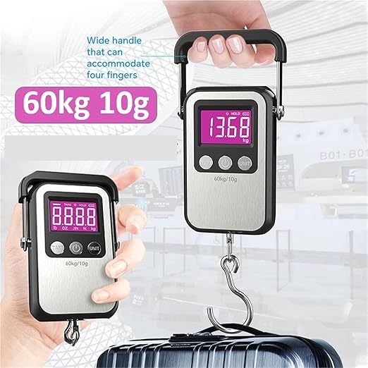 Luggage Weight Scale, 2pcs 60kg 10g Portable Digital Weight Scale Electronic Luggage Scale LCD Hanging Hook Scale Weighing Balance,for Travel