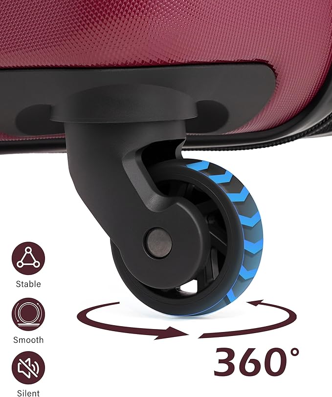 Coolife Medium Checked Luggage Hardside PC+ABS Suitcase with TSA Lock, Lightweight Rolling Carry On with Spinner Wheels(Radiant Pink, 24in)