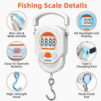 Fishing Scale Luggage Scale 132lb/60kg Digital Fish Scale, Fish Weight Scale with Backlit LCD Display, Luggage Weight Scale with 4 Units, 2 AAA Batteries, Hanging Scale for Fishermen Travelers