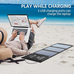 Solar Charger 30W Solar Panel QC3.0 USB and 1DC(18V1.66A) Ports Foldable Panel Has High Conversion Rate Portable Solar Phone Charger for USB Devices and DC Devices