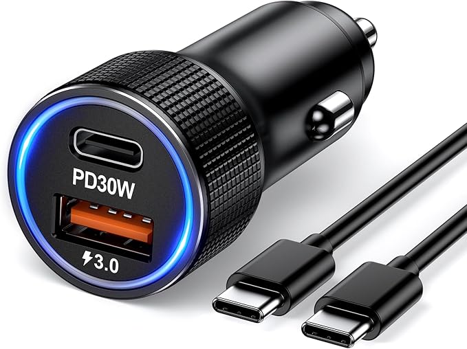 Penemay Car Charger USB C Car Phone Charger, Multi Port Cigarette Lighter Car Adapter for iPhone 17 16 15 Pro Max/14/13/12/11