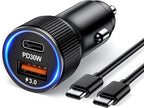 Penemay Car Charger USB C Car Phone Charger, Multi Port Cigarette Lighter Car Adapter for iPhone 17 16 15 Pro Max/14/13/12/11
