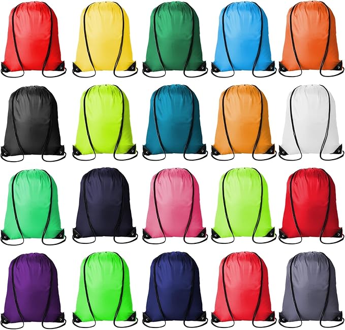 Kuhome 20Pcs Drawstring Backpacks Bulk String Bag Cinch Sack Pack Storage Knapsack Polyester Gift Bags Sports Drawstring Bags for Trip Gym Party Bags(20 Colors)