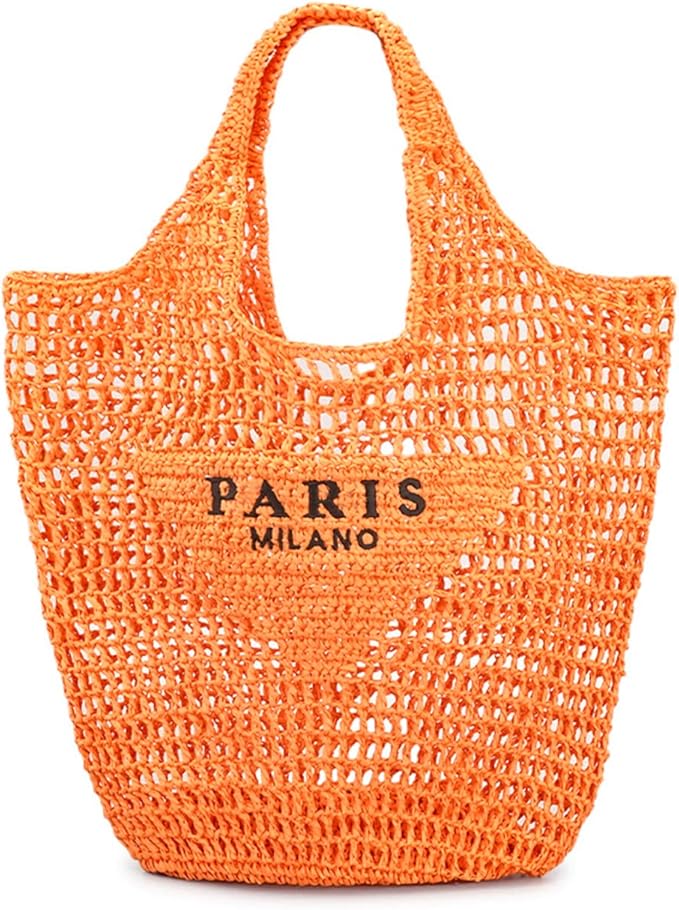 POOOPSSD New Woven Bag, Straw Mesh Tote Bag, Beach, Shoulder Bag, Hobo Women, Foldable Large Capacity, for Holiday.