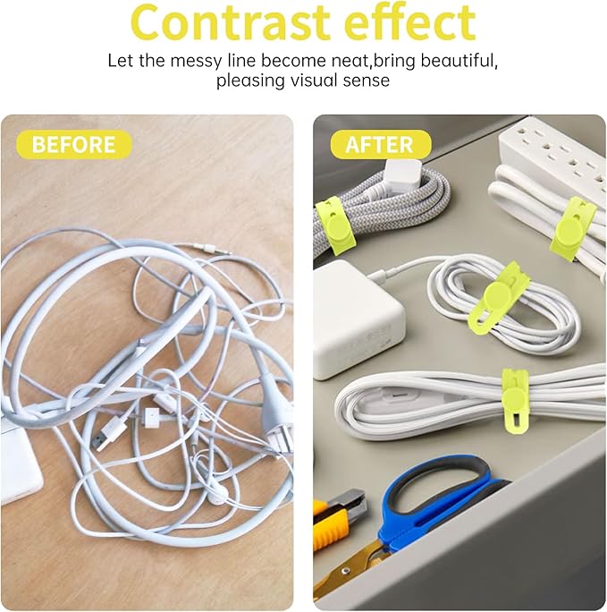Oligei 25 Pcs Silicone Cable Ties, Cable Ties Reusable, High Elasticity Cord Wraps for Electrical Cords, Cord Organizer for Earphone, Phone Charger(Yellow)