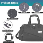 Gym Bag for Men & Women - 30L Duffel Bag with Shoe Compartment, Weekender Water Resistant Duffle Bag for Travel, Sports, Fitness & Workouts, DarkGray